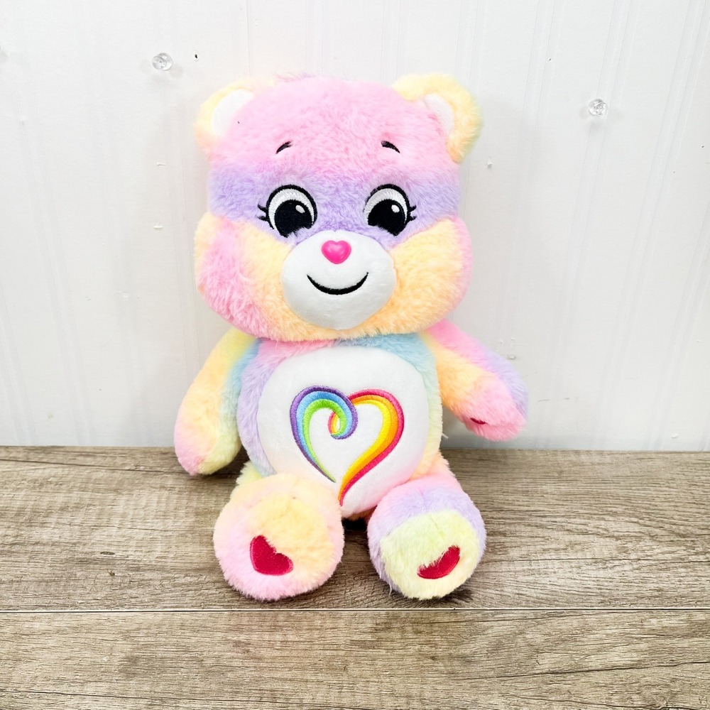 Care‎ Bears Togetherness Bear 14" Plush Rainbow Heart Colorful Basic Fun